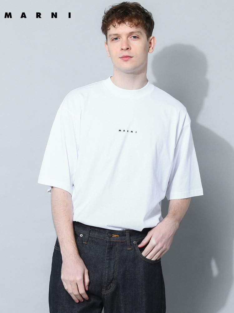 ファッション[Marni] (マルニ) ミニロゴ クルーネック 半袖 Tシャツ 48サイズ