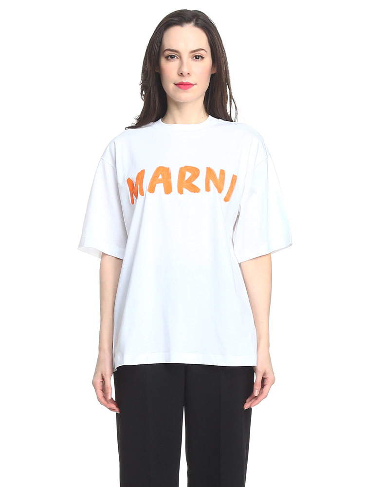 MARNI マルニ レディース ロゴプリント 半袖 Tシャツ ロゴT オーバー 