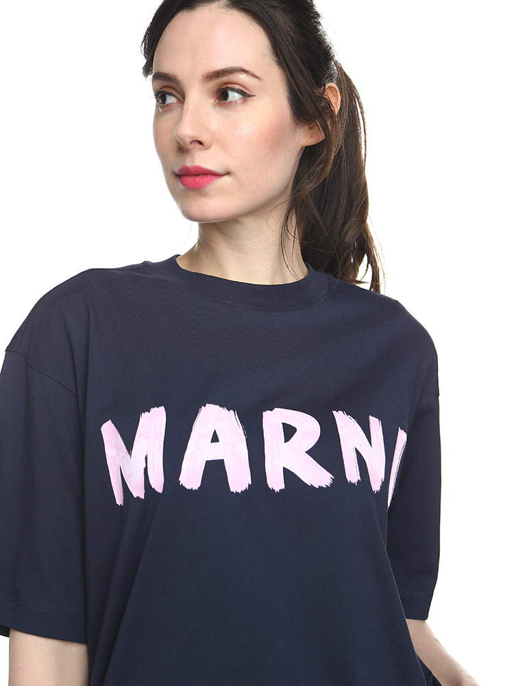 MARNI マルニ レディース ロゴプリント 半袖 Tシャツ ロゴT オーバー