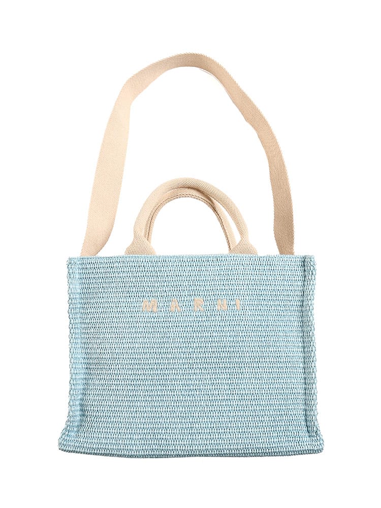 MARNI マルニ レディース ラフィア スモール トートバッグ ロゴ 