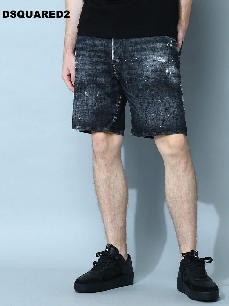 DSQUARED2  ディースクエアード  ダメージ ボタンフライ デニム ショートパンツ メンズ ブランド ハーフパンツ【春夏新作】 D2MU0773S30357