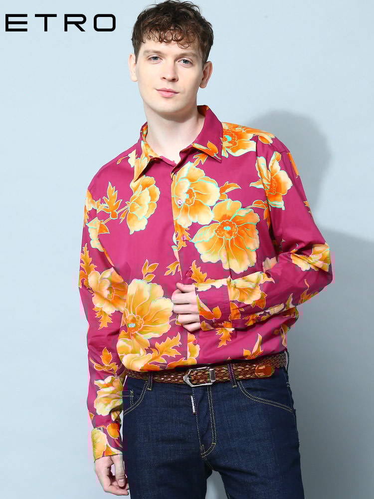 ETRO エトロ メンズ 綿100％ 花柄 長袖 シャツ 柄シャツ ブランド 大きいサイズあり【春夏新作】 ET231U129084744