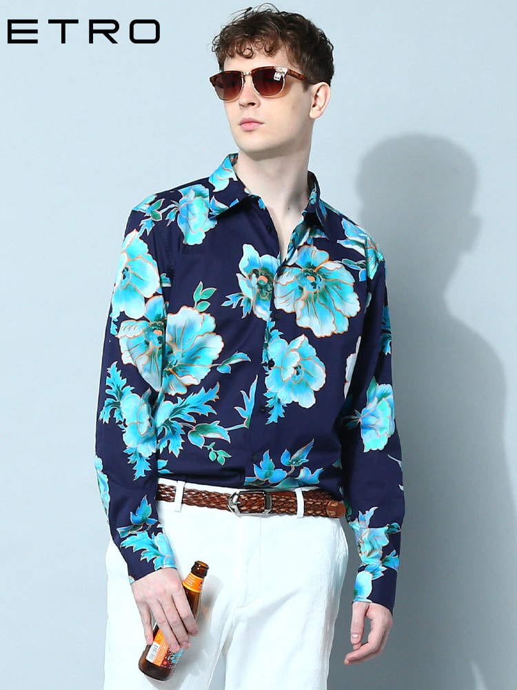 ETRO エトロ メンズ 綿100％ 花柄 長袖 シャツ 柄シャツ ブランド 大きいサイズあり【春夏新作】 ET231U129084744