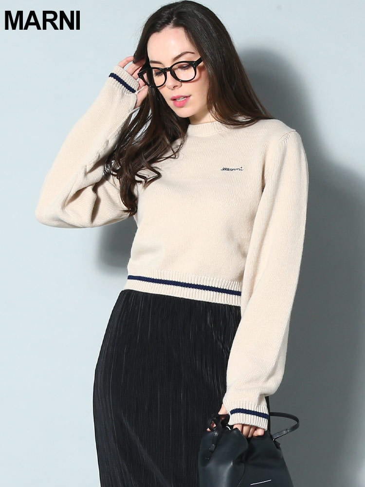 MARNI (マルニ) ロゴワンポイント クルーネック セーター MALGCMD0402Q0 レディース