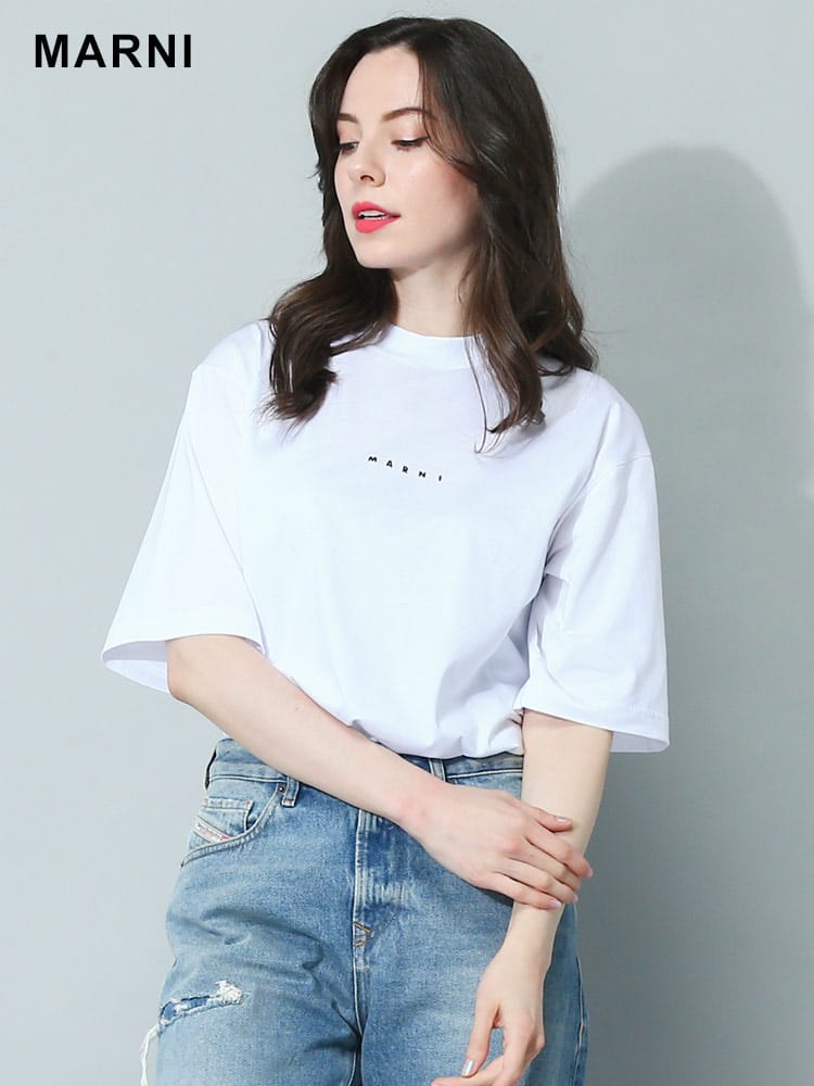 MARNI (マルニ) オーガニックコットン ミニロゴ クルーネック 半袖 T 