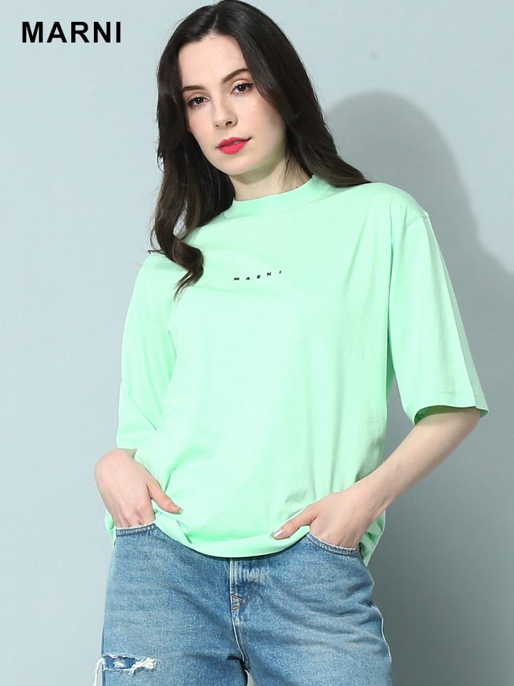 MARNI (マルニ) オーガニックコットン ミニロゴ クルーネック 半袖 T 