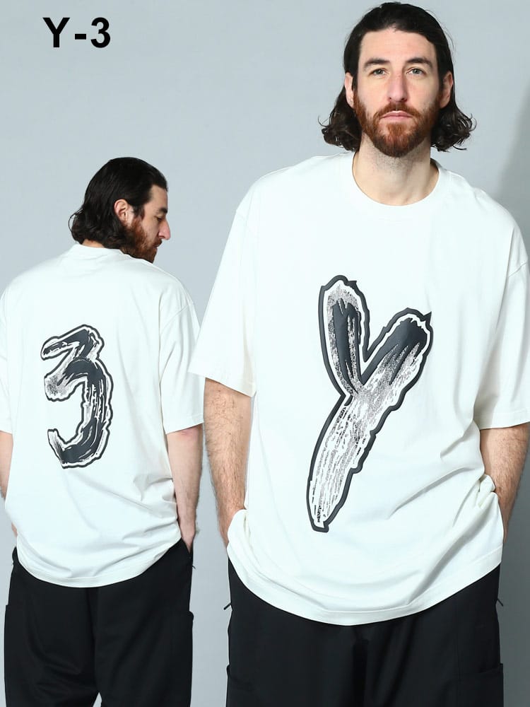 Y-3 (ワイスリー) ロゴプリント クルーネック ルーズ 半袖 Tシャツ LOGO GFX TEE Y3HY1272 メンズ ブランド