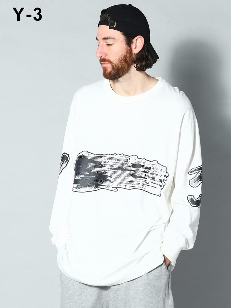Y-3 (ワイスリー) プリント クルーネック 長袖 Tシャツ GFX LS TEE Y3IA3112 ブランド