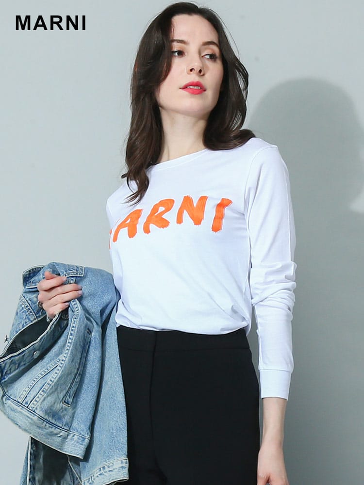 MARNI (マルニ) ロゴプリント クルーネック 長袖 Tシャツ MALTHJE0294P1 ブランド レディース