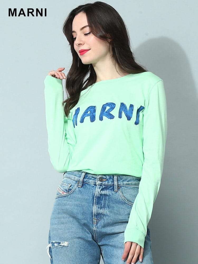 MARNI (マルニ) ロゴプリント クルーネック 長袖 Tシャツ MALTHJE0294P1 ブランド レディース