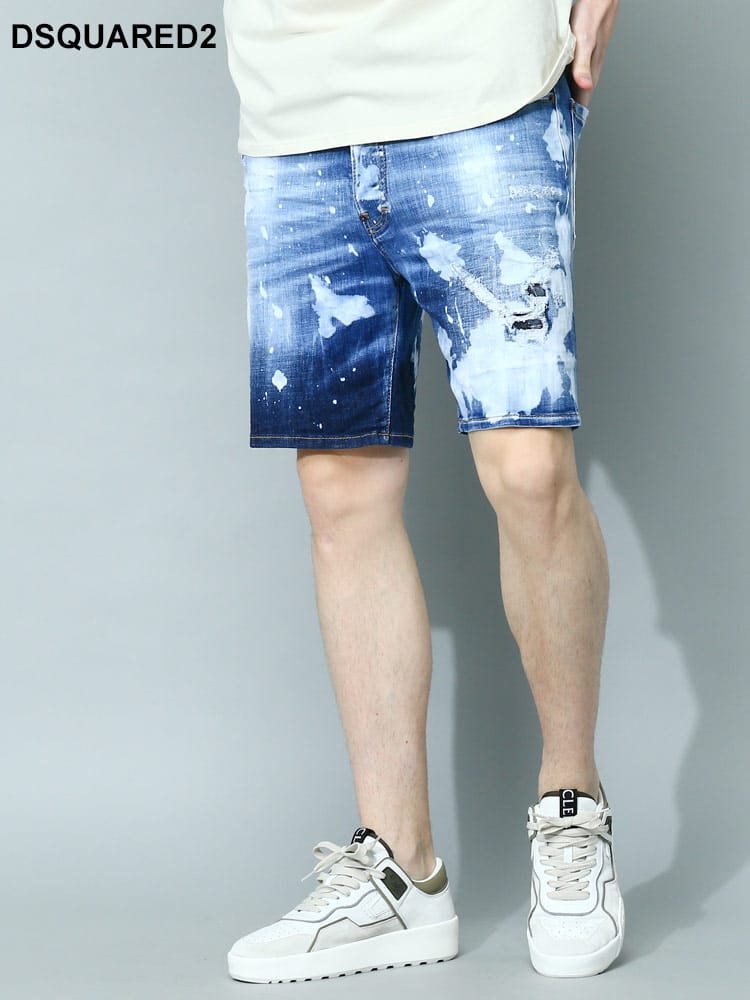 DSQUARED2 (ディースクエアード) ダメージ ボタンフライ デニム ショートパンツ D2MU0711S30342 ブランド メンズ