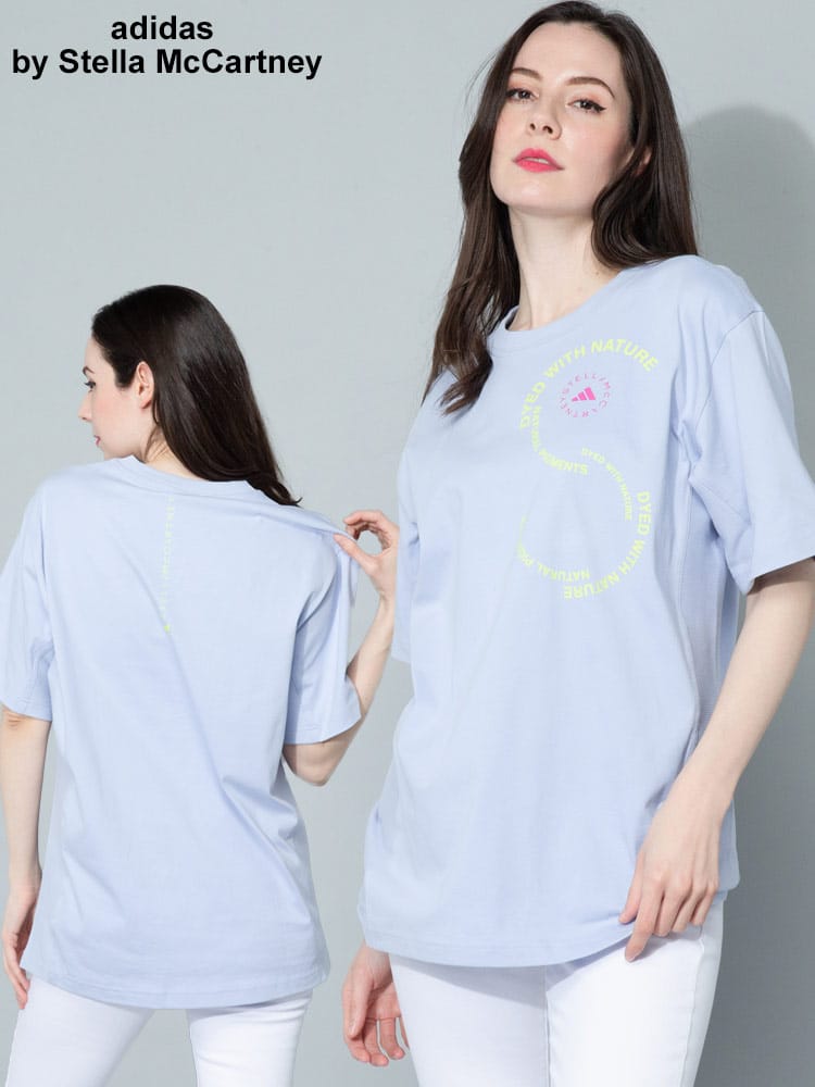 adidas by Stella McCartney (アディダス バイ ステラマッカートニー) プリント クルーネック 半袖 ルーズ Tシャツ SMLIA7712 レディース ブランド