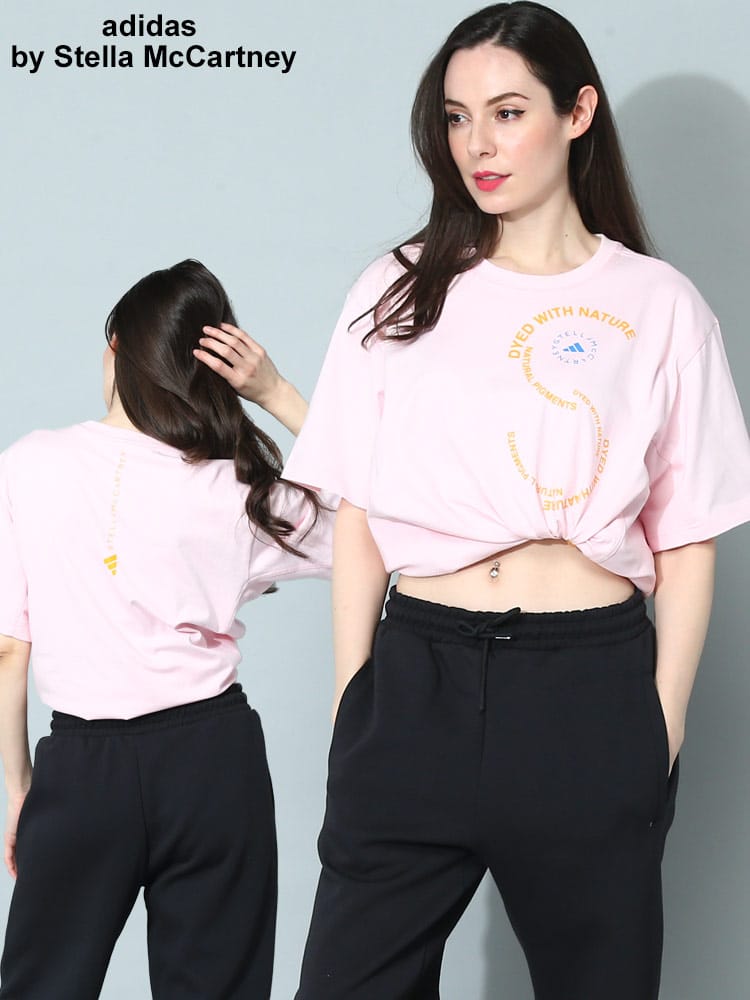 adidas by Stella McCartney (アディダス バイ ステラマッカートニー) プリント クルーネック 半袖 ルーズ Tシャツ SMLIA7711 レディース ブランド