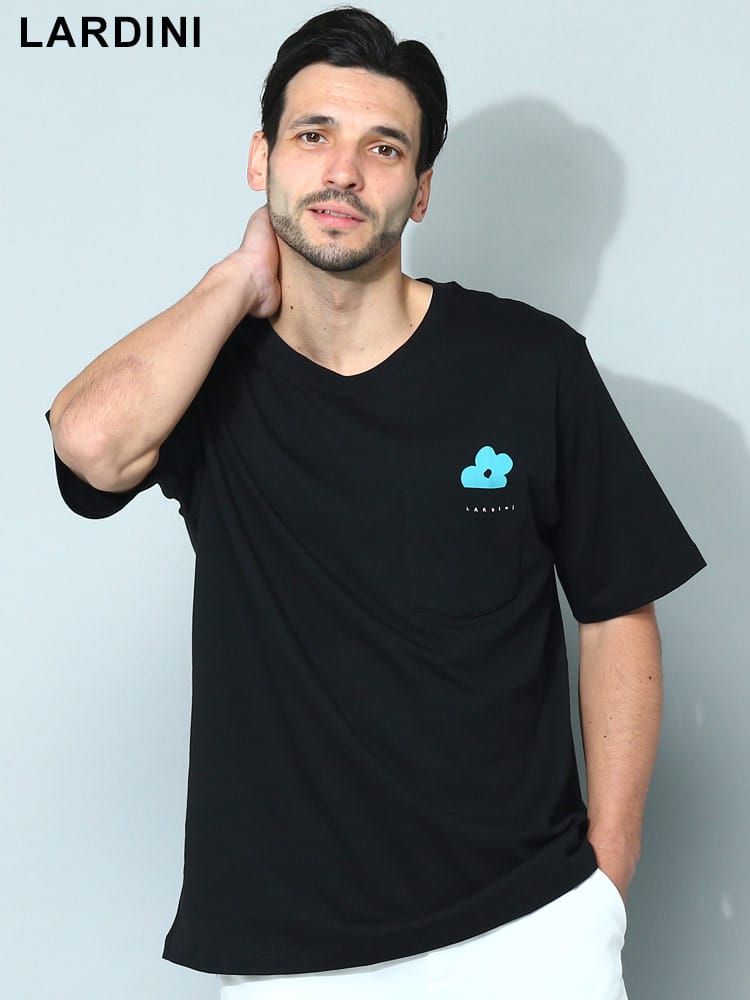 メンズ ブランドLARDINI (ラルディーニ) ポケット ワンポイント クルーネック メンズ ブランド 半袖 Tシャツ LDLT02LT6012