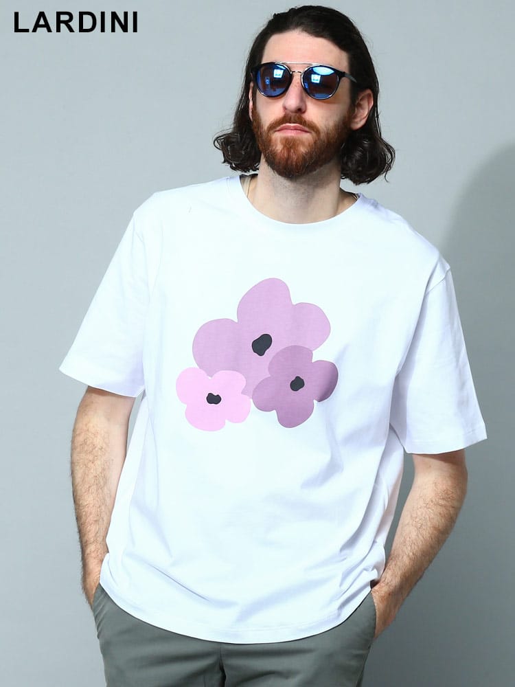 LARDINI (ラルディーニ) フラワープリント クルーネック 半袖 Tシャツ メンズ ブランド LDLT03LT6013