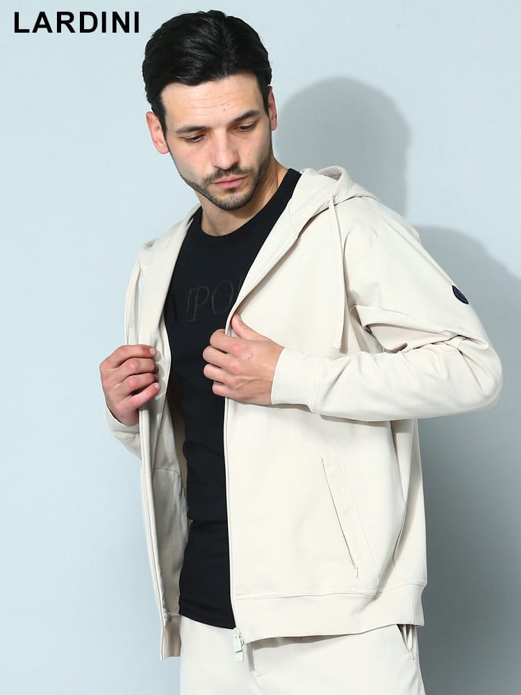 メンズ ブランドLARDINI (ラルディーニ) ワンポイント フルジップ パーカー メンズ ブランド LD5286EL60720