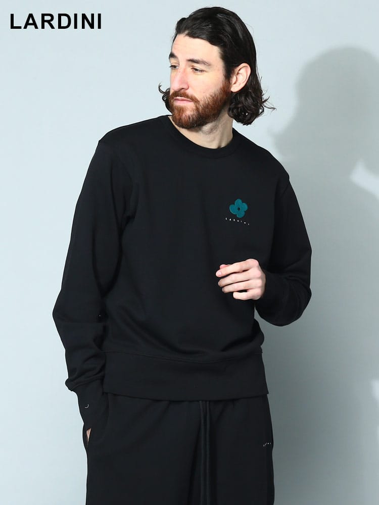 LARDINI (ラルディーニ) ワンポイント クルーネック スウェットシャツ LDLT04LT6014 メンズ ブランド