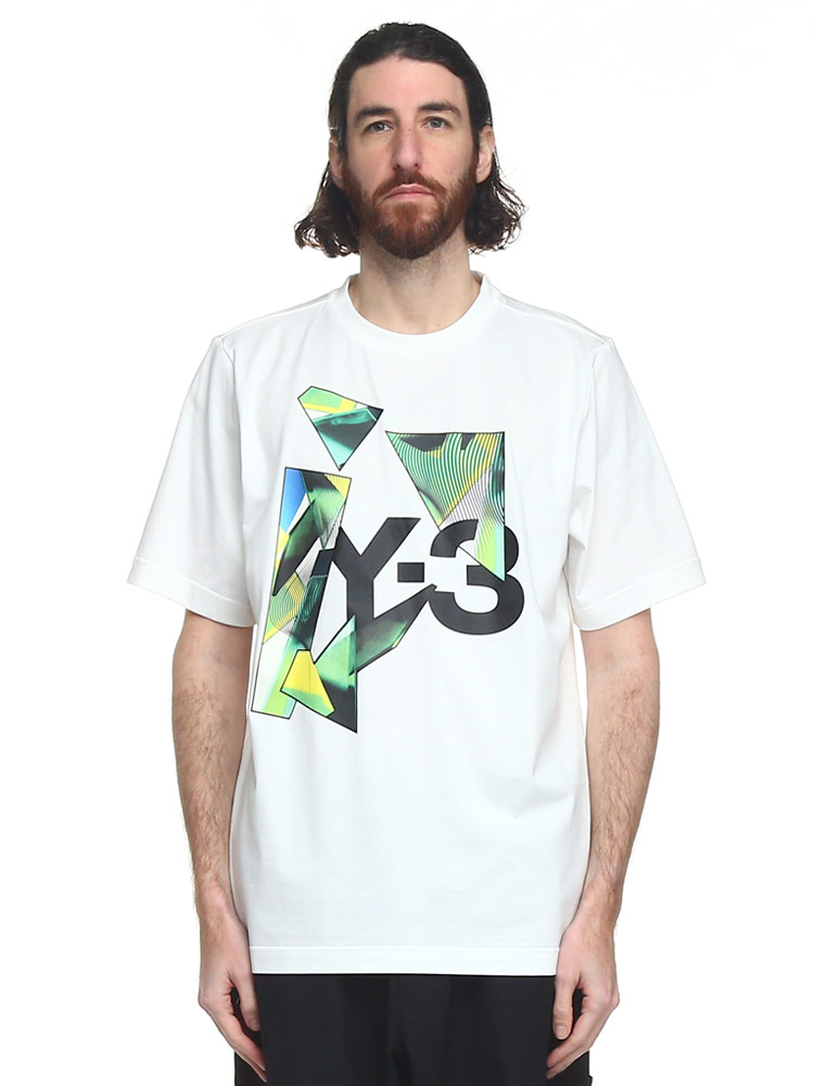 Y-3 (ワイスリー) マルチロゴ クルーネック ルーズ 半袖 Tシャツ 