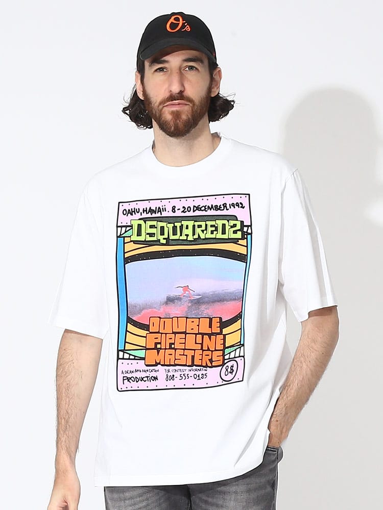 DSQUARED2 (ディースクエアード) サーフプリント クルーネック 半袖 Tシャツ D2GD1274S23009 メンズ ブランド