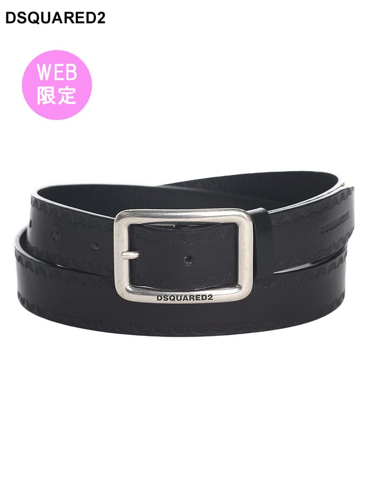 【オンラインストア限定】 DSQUARED2 (ディースクエアード) レザー ロゴバックル ベルト D2BEM0466129001ブランド メンズ