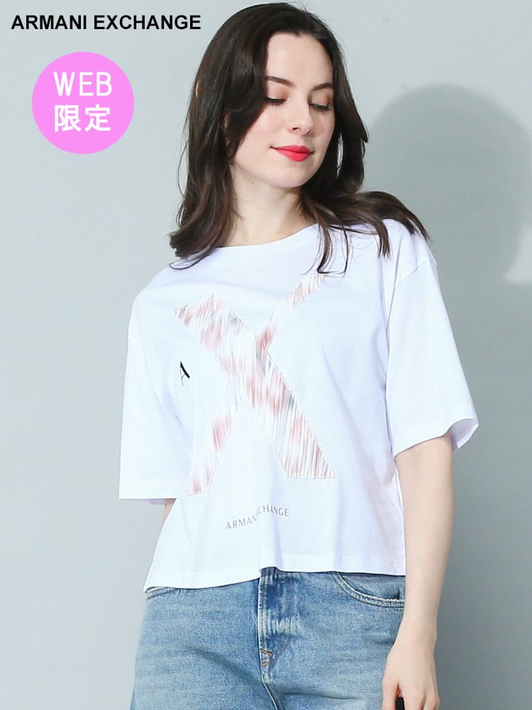【オンラインストア限定】 ARMANI EXCHANGE (アルマーニ エクスチェンジ) Xマーク クルーネック 半袖 Tシャツ AEL3RYTBNYJG3Z ブランド レディース