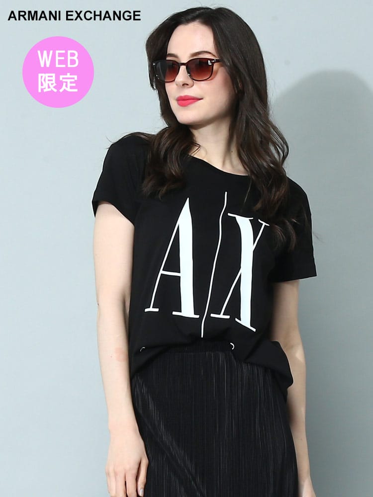 【オンラインストア限定】 ARMANI EXCHANGE (アルマーニ エクスチェンジ) BIGロゴプリント クルーネック 半袖 Tシャツ AEL8NYTCXYJG3Z ブランド レディース