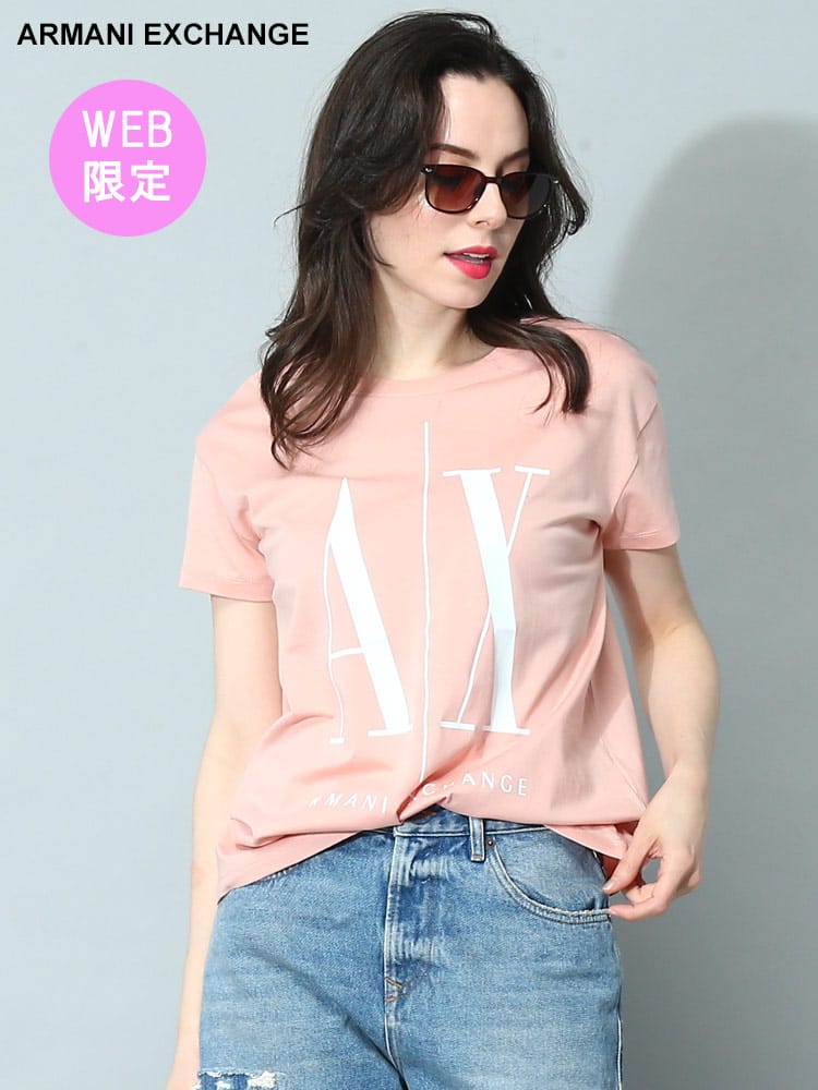 【オンラインストア限定】 ARMANI EXCHANGE (アルマーニ エクスチェンジ) BIGロゴプリント クルーネック 半袖 Tシャツ AEL8NYTCXYJG3Z ブランド レディース