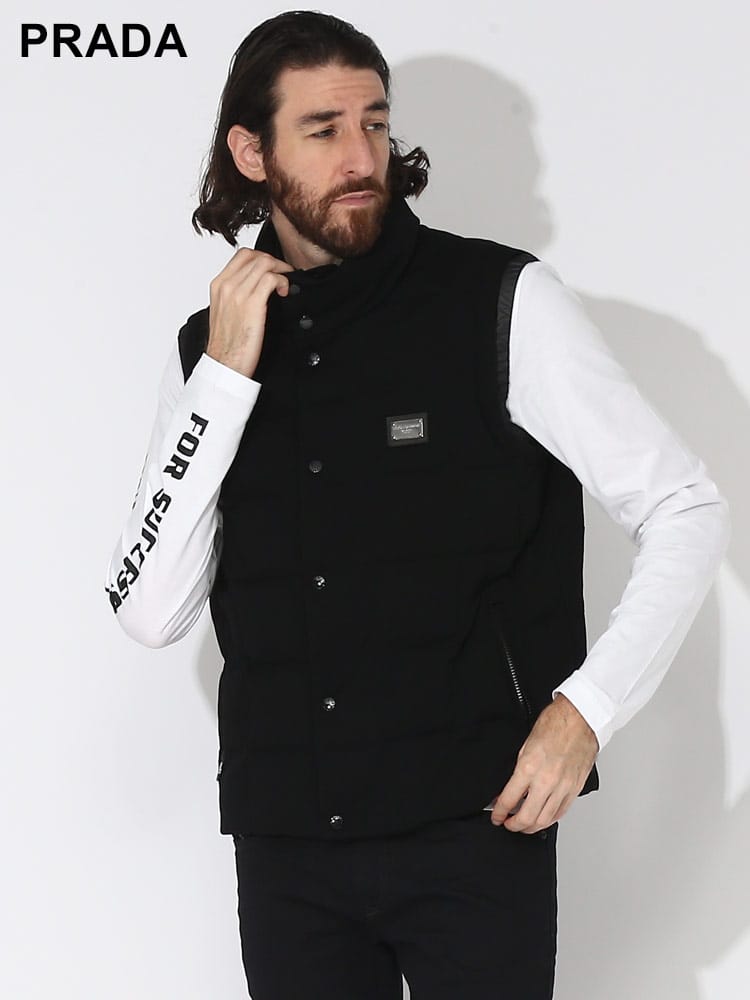 DOLCE&GABBANA (ドルチェ ＆ ガッバーナ) ロゴプレート フルジップ 中綿 ベスト DGG9ABGTGF790 ブランド メンズ 男性 アウター