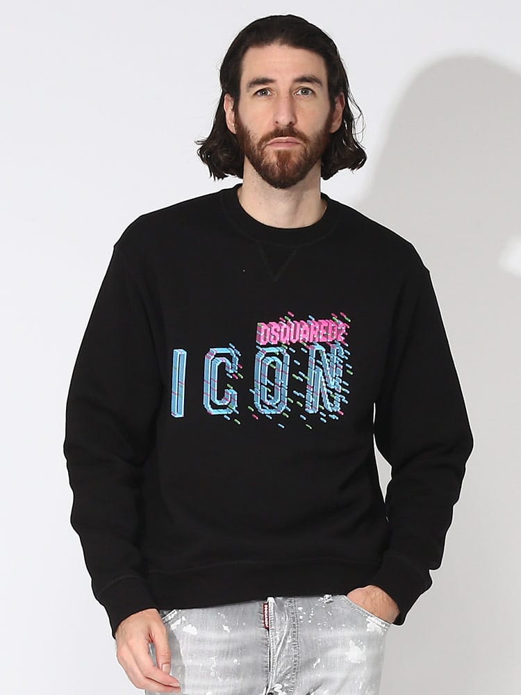 DSQUARED2 (ディースクエアード) 裏起毛 ネオンICON クルーネック 