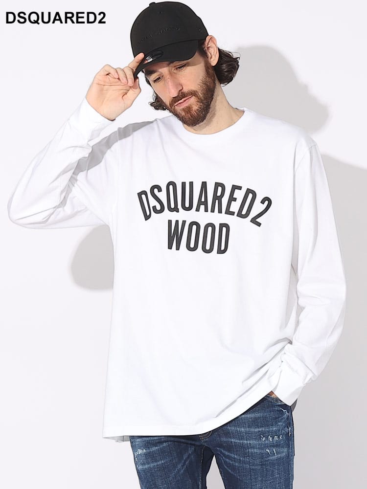 DSQUARED2 (ディースクエアード) ロゴプリント クルーネック 長袖 T 