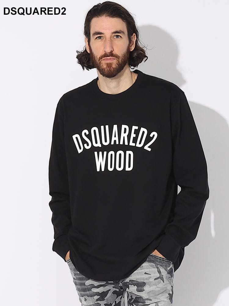 DSQUARED2 (ディースクエアード) ロゴプリント クルーネック 長袖 T 