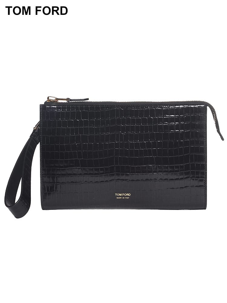 TOM FORD (トムフォード) カーフレザー ゴールドジップ クラッチバッグ TFH0500LCL239G ブランド メンズ 男性 バッグ 鞄