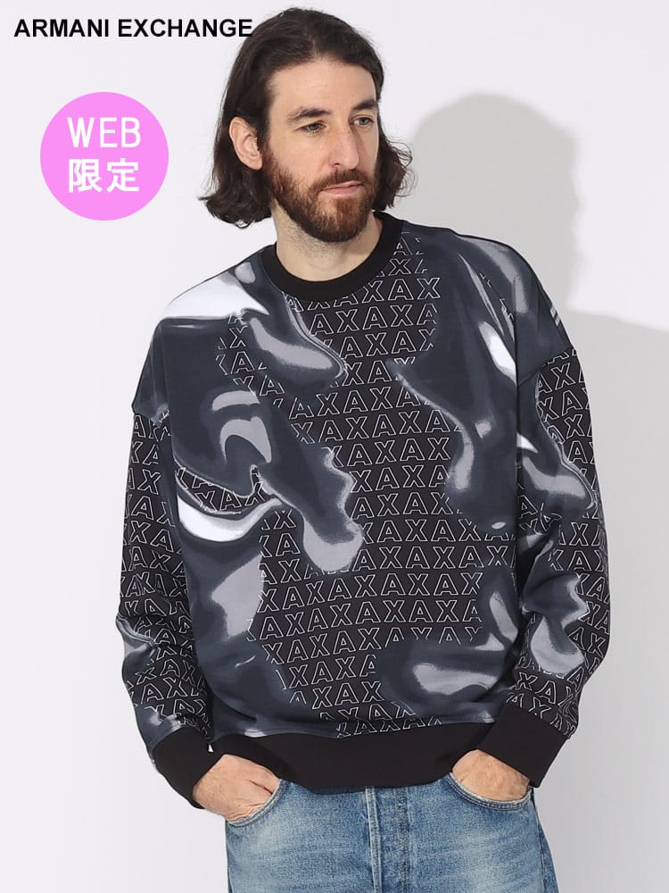 【オンラインストア限定】 ARMANI EXCHANGE (アルマーニ エクスチェンジ) マーブルロゴ クルーネック トレーナー AE6RZMHHZJDGZ ブランド メンズ 男性 トップス