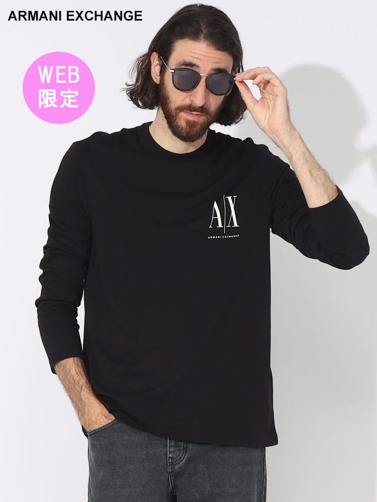 【オンラインストア限定】 ARMANI EXCHANGE (アルマーニ エクスチェンジ) 胸ロゴ クルーネック 長袖 Tシャツ AE8NZTPLZJH4Z ブランド メンズ 男性 トップス
