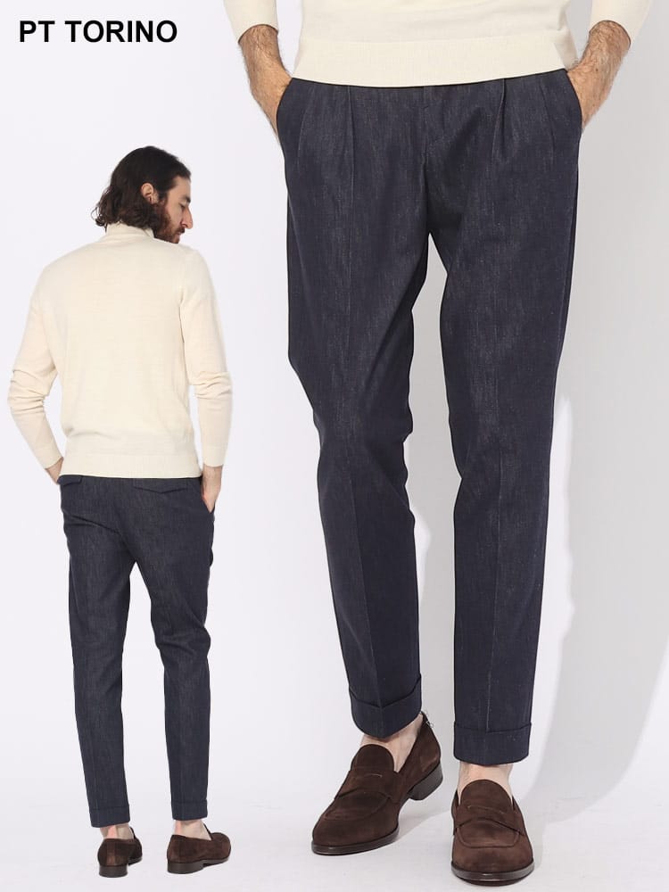 PT TORINO (ピーティートリノ) ツータック デニム トラウザーズパンツ 