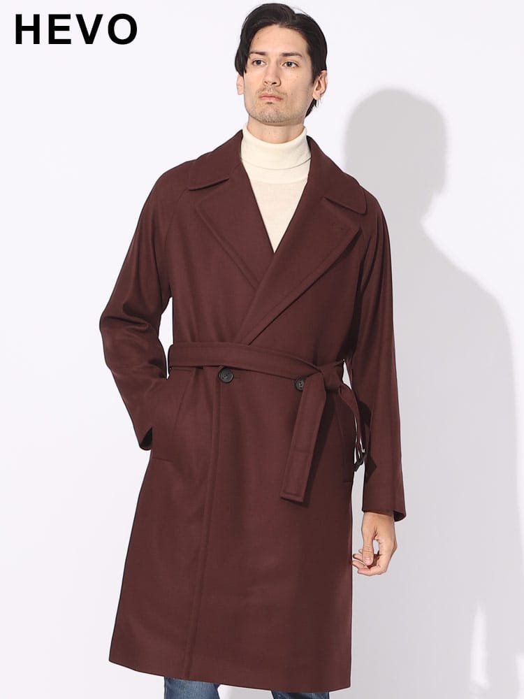 HEVO (イーヴォ) ウエストベルト ダブル ロングコート BRINDISI HEVBRINDISIE725 ブランド メンズ 男性 アウター