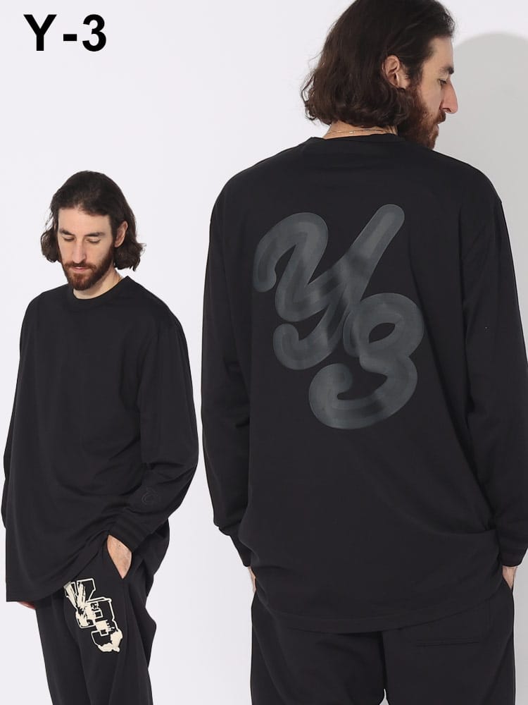 Y-3 (ワイスリー) バックプリント クルーネック 長袖 Tシャツ GFX LS TEE Y3IQ2146 ブランド メンズ 男性 トップス