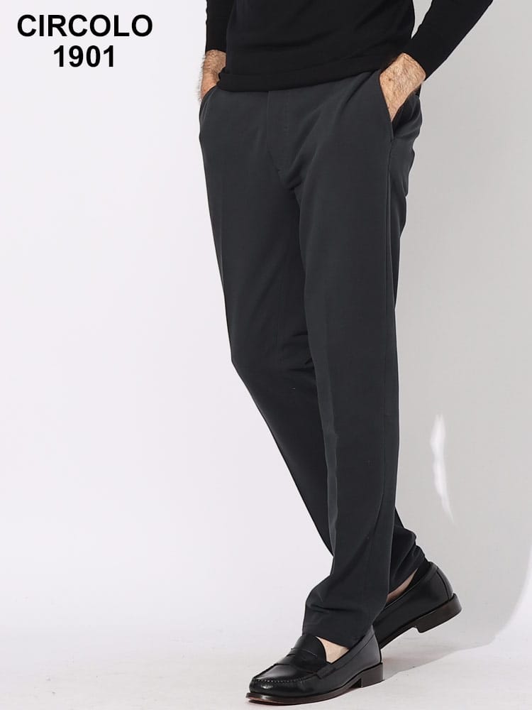 CIRCOLO 1901 (チルコロ1901) ストレッチコットン 無地 ノータック パンツ CICN4007 ブランド メンズ 男性 ボトムス
