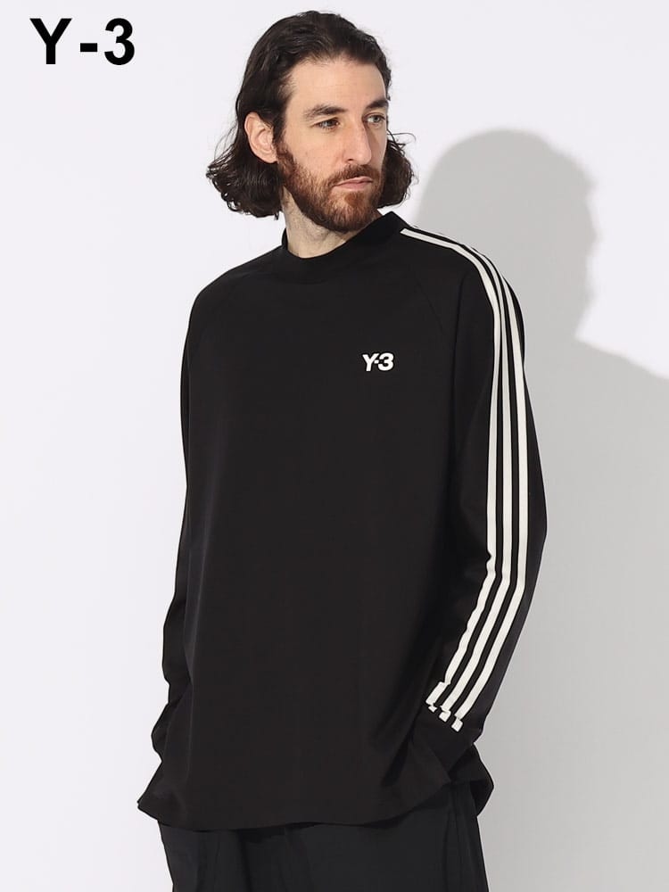 Y-3 (ワイスリー) スリーストライプ クルーネック 長袖 Tシャツ 3S LS 