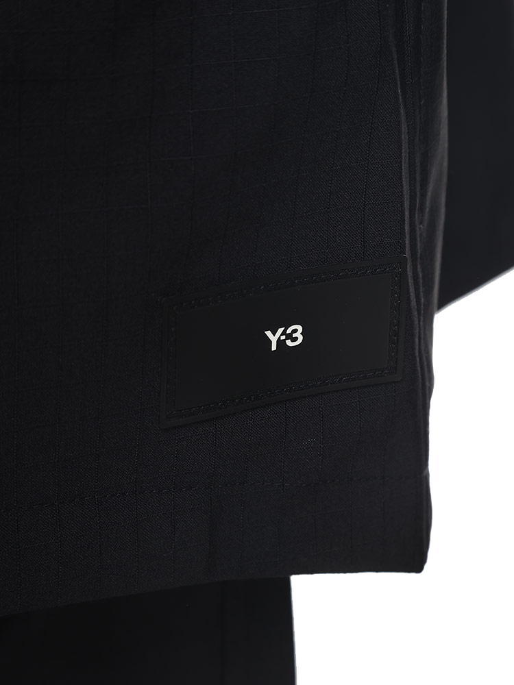 送料込Y-3 フルジップ ジャケット ブルゾン 刺繍ロゴ ウール WOOL チェック ジャケット・アウター