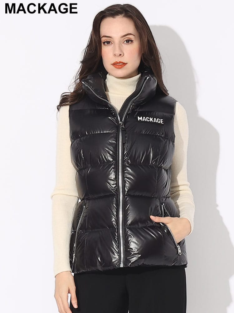 MACKAGE (マッカージュ) 胸ロゴ フルジップ ダウンベスト MKGCHAYA3 ブランド レディース アウター