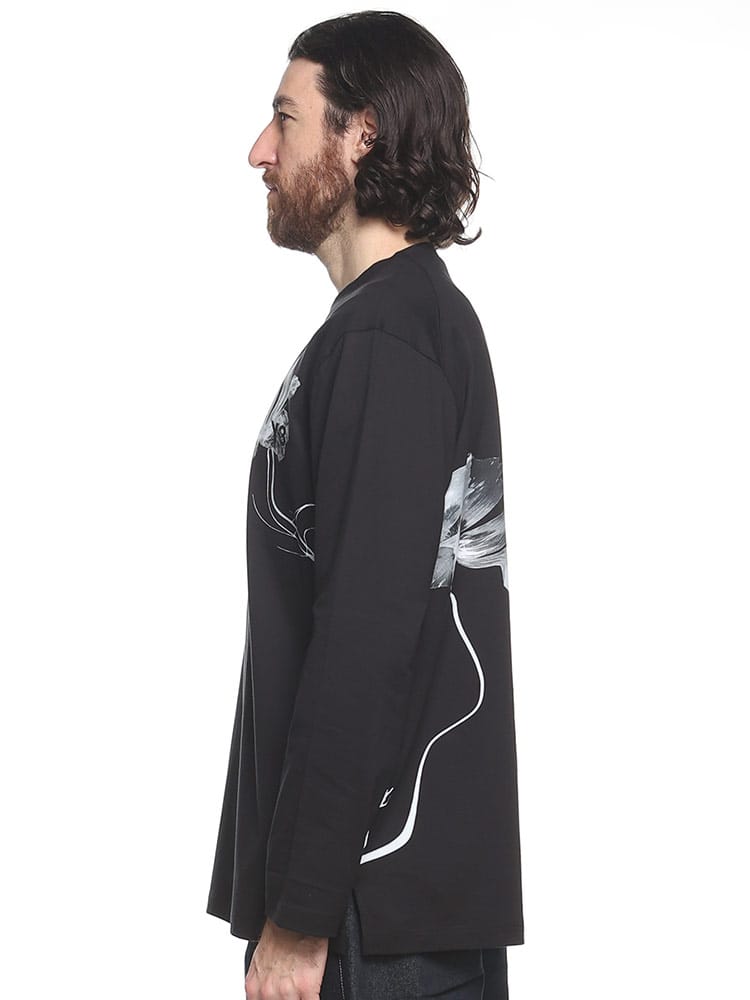 Y-3 (ワイスリー) グラフィックフラワー クルーネック ロンT 長袖 T 