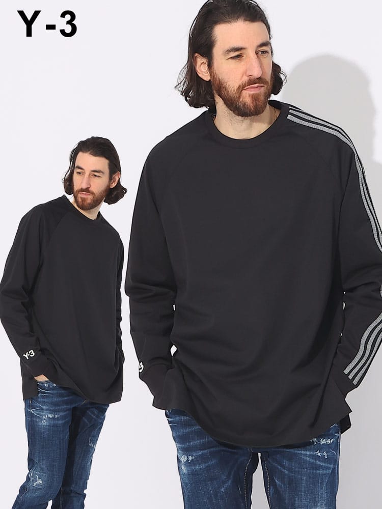 Y-3 (ワイスリー) スリーストライプ 袖ロゴ クルーネック ロンT 長袖 Tシャツ 3S LS TEE Y3IR6268 ブランド メンズ 男性 トップス