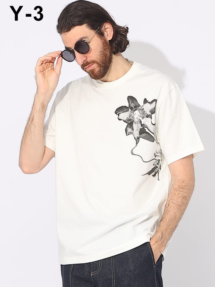 Y-3 (ワイスリー) グラフィックフラワー クルーネック 半袖 Ｔシャツ GFX SS TEE 1 Y3IV7737 ブランド メンズ 男性 トップス