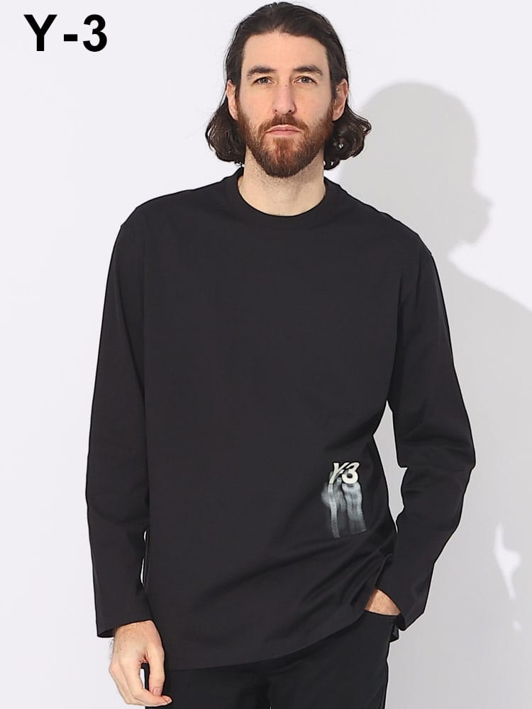 Y-3 (ワイスリー) Y-3グラフィックロゴ クルーネック ロンT 長袖 T 