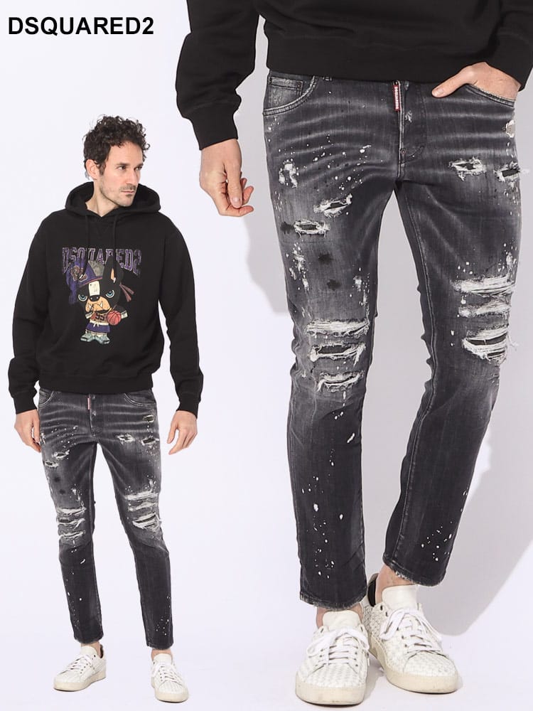 DSQUARED2 (ディースクエアード) ダメージ ボタンフライ ジーンズ SKATER D2LB1430S30503 ブランド メンズ 男性 ボトムス