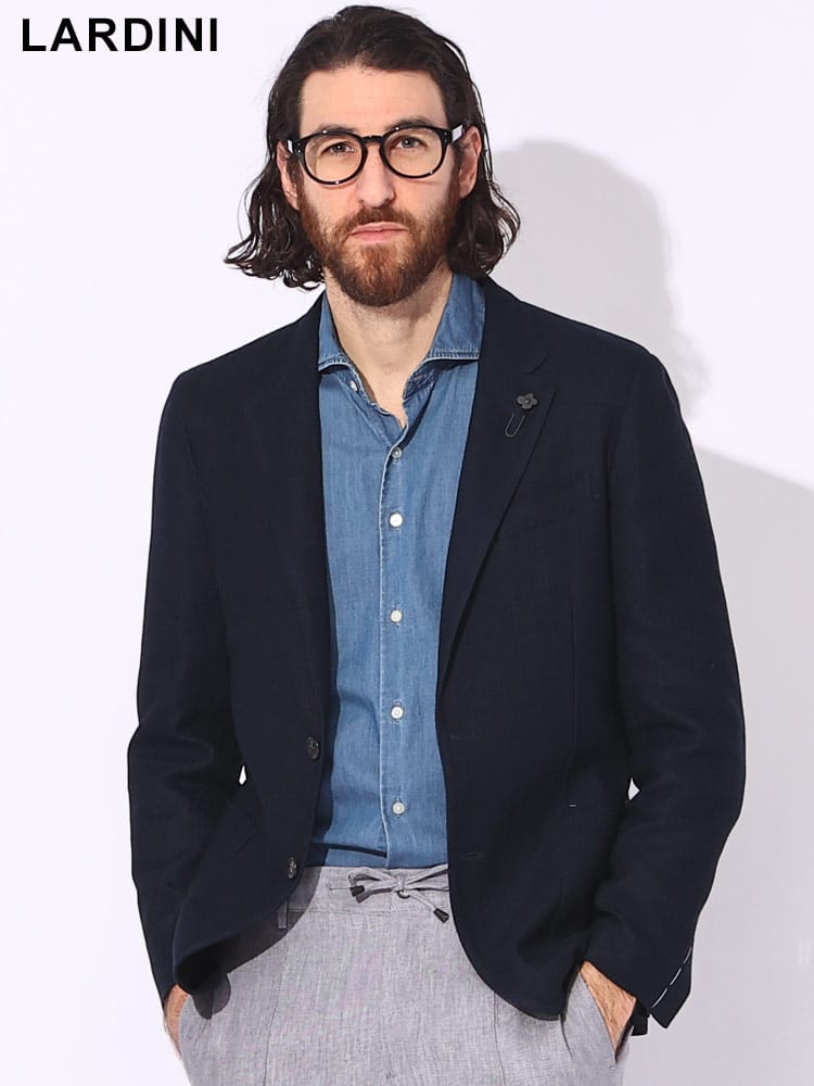 LARDINI (ラルディーニ) シングル 2ツ釦 コットンニット ジャケット 