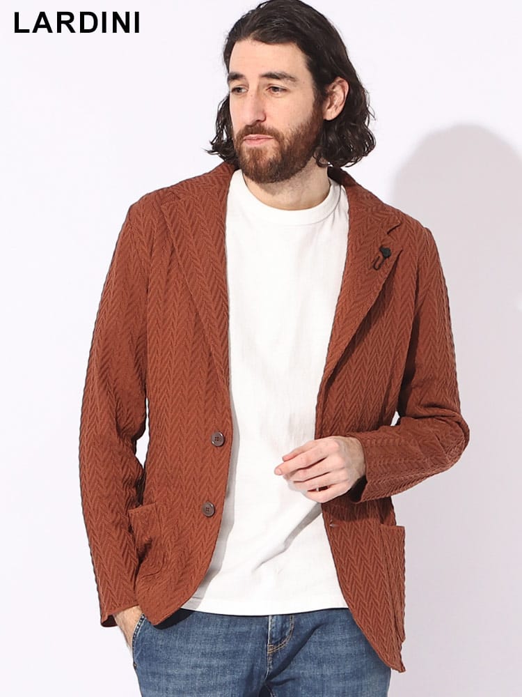 LARDINI (ラルディーニ) シングル 2ツ釦 ケーブルニット ジャケット LDLJM5662001 ブランド メンズ アウター