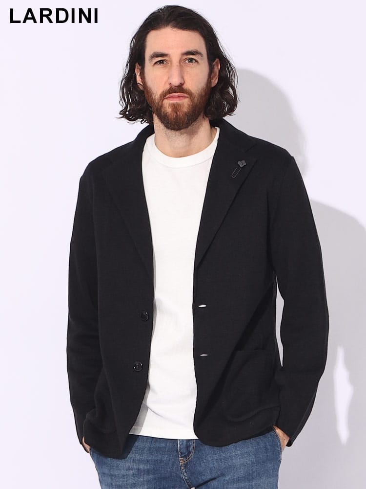 LARDINI (ラルディーニ) シングル 2ツ釦 コットンリネン ニット ジャケット LDLJM5662005 ブランド メンズ アウター