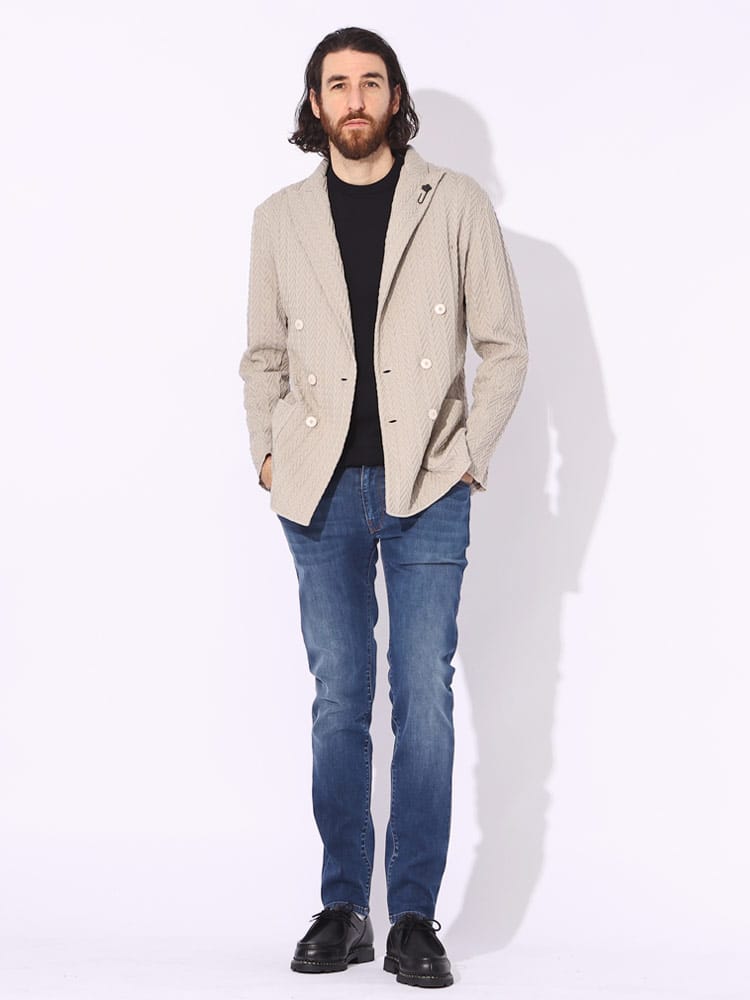 LARDINI (ラルディーニ) ダブル 6ツ釦 ケーブルニット ジャケット 